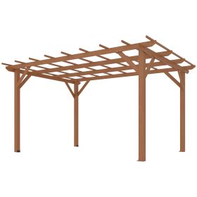 10' x 13' Wood Pergola, Outdoor Gazebo Grape Trellis with Stable Structure for Climbing Plant Support, Dark Brown 10' x 13' Wood Pergola, Outdoor Gazebo Grape Trellis with Stable Structure for Climbing Plant Support, Dark Brown